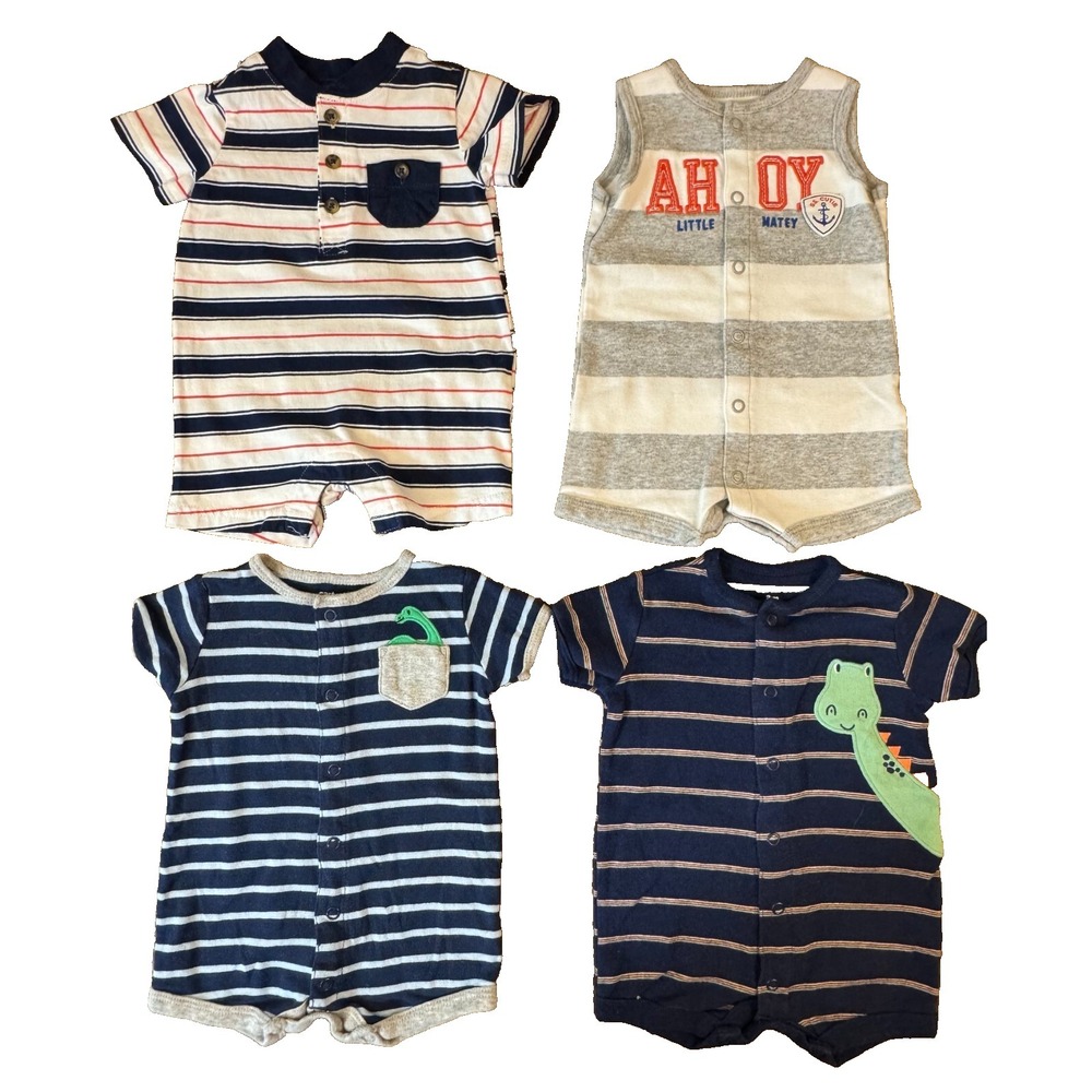 Carters Baby‎ Boy 3 Months Outfits Clothes Lot Bundle Rompers Ahoy Little Matey